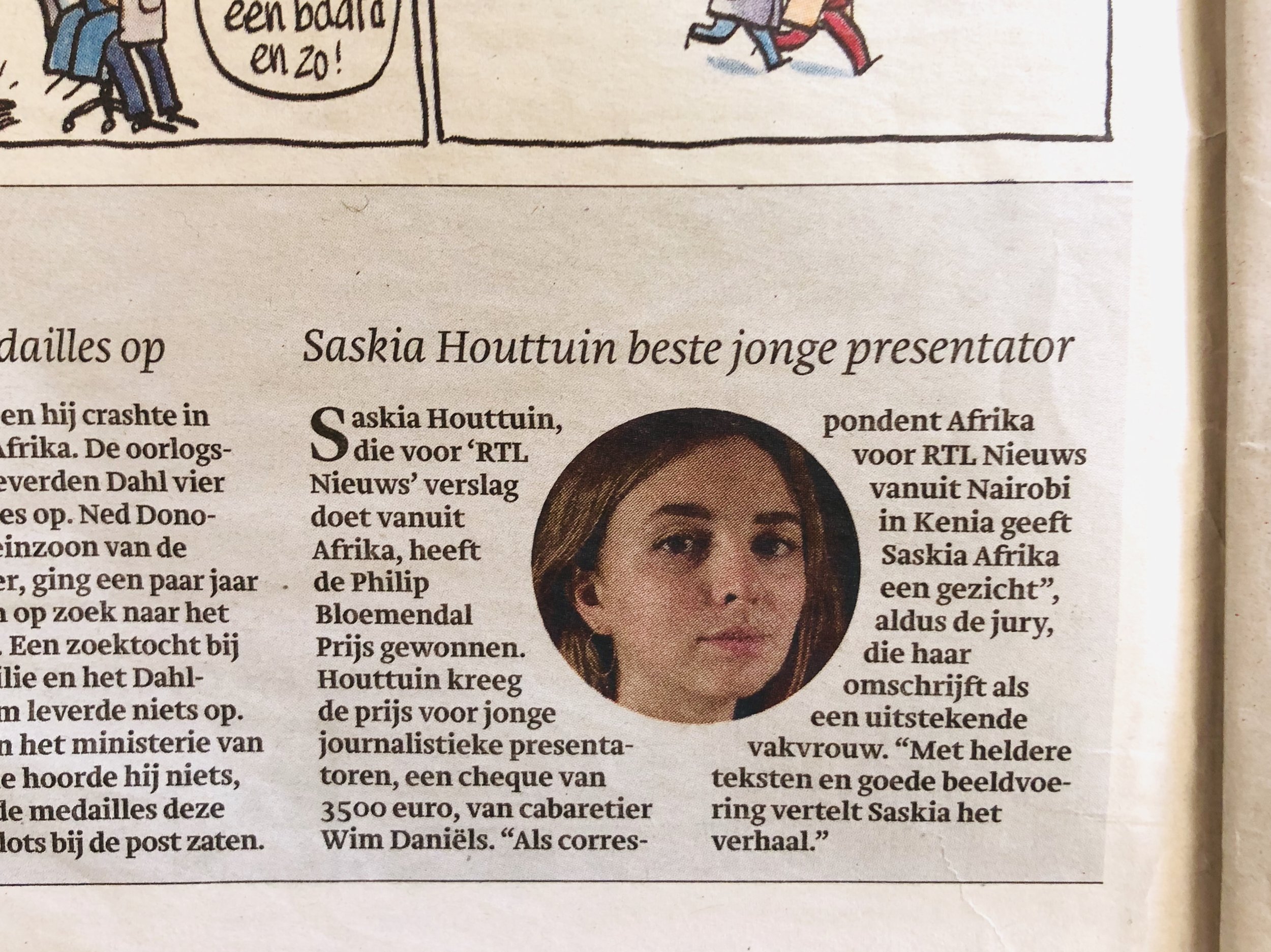 Afrika-correspondent Saskia Houttuin, in Trouw newspaper by Joost Bastmeijer.jpg