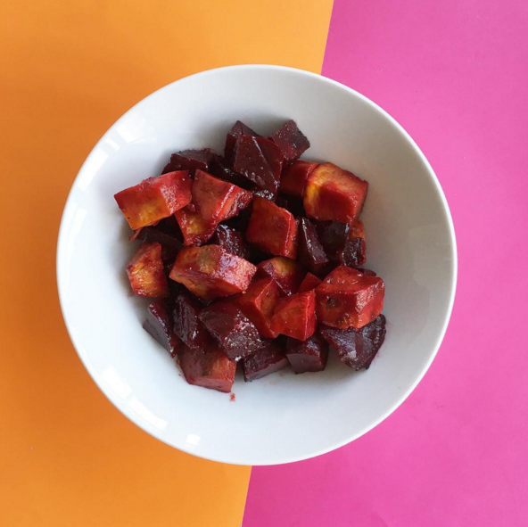 (gluten free, dairy free, nut free, soy free) beetroot, sweet potato, honey, balsamic vinegar, olive oil, salt & pepper