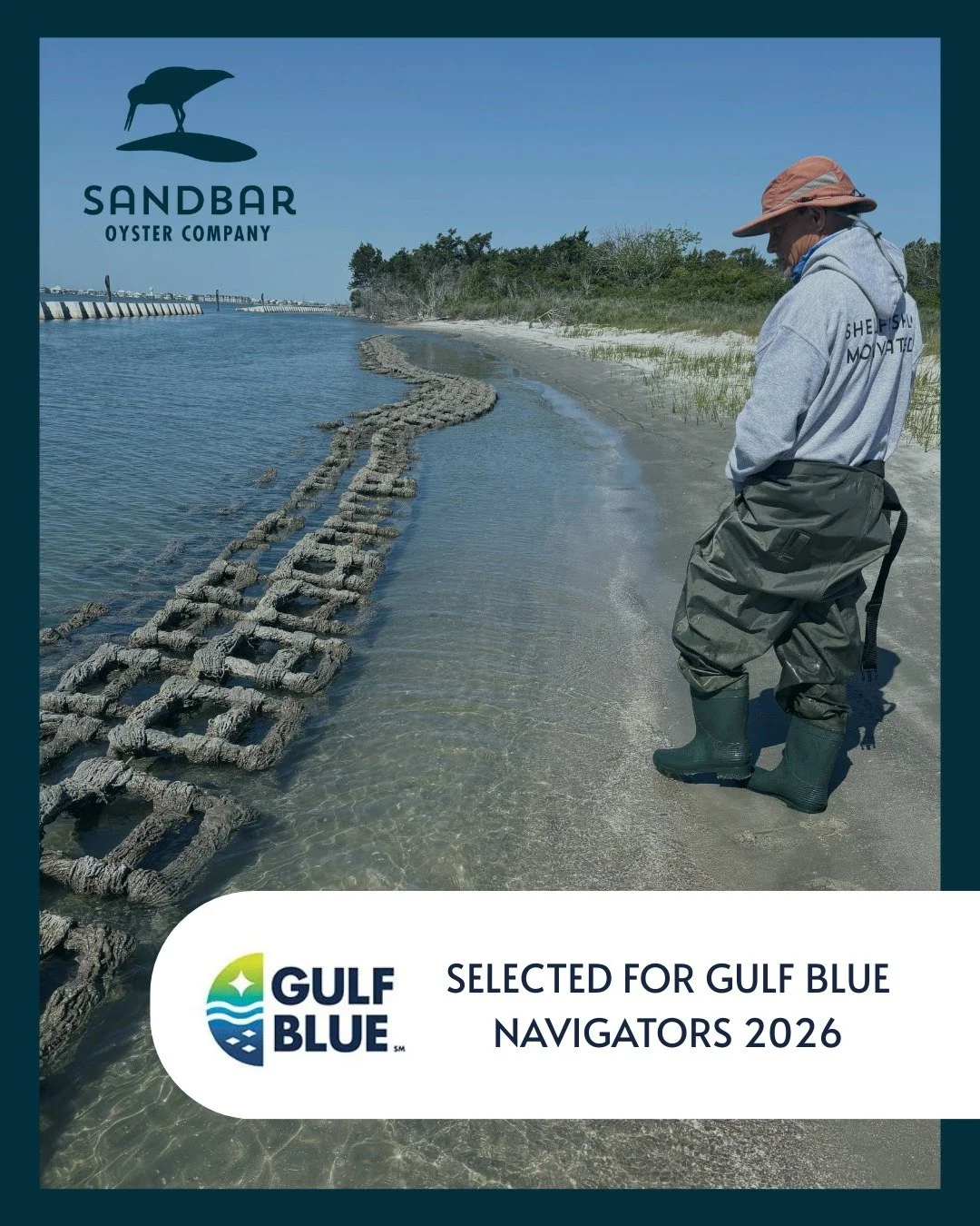 Exciting news! SANDBAR has been selected for the 2026 Gulf Blue Navigator
Cohort.

Starting January, we&rsquo;ll be working in Mississippi&rsquo;s growing blue economy ecosystem to advance Oyster Catcher&trade; products and support coastal resilience