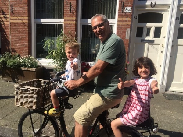 Of course hauling grand kids doesn't count! We have been fortunate to enjoy our French grandchildren often. Here's grandpa with Marcel and Colette and (not shown) little Jacques.