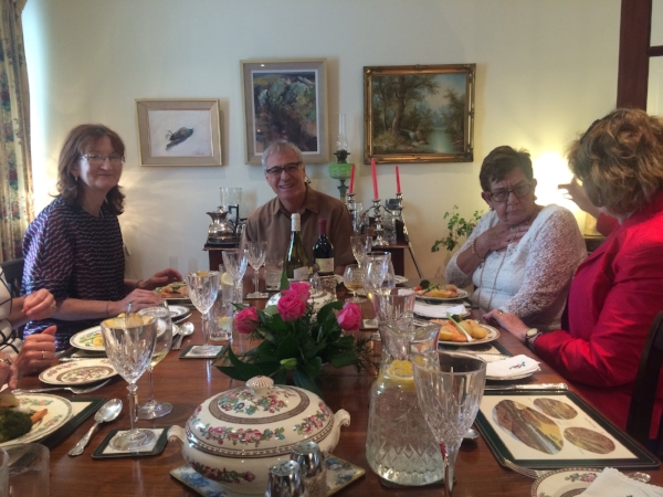 Michael holding court at a luncheon in our honor at our Galway, Ireland's host Irene's Mother-in-Laws home. It was a classic gathering of the towns finest ladies over G&T's and smoked salmon
