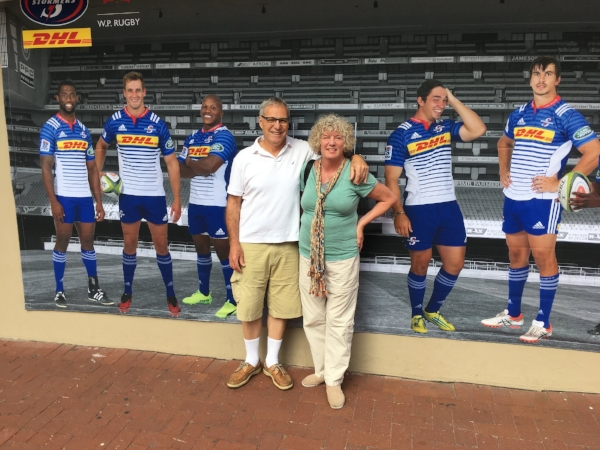 Getting ready for the match. We went straight from here to the Boer sausage stand for pregame eats.