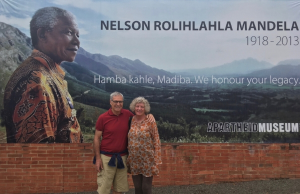Outside the Apartheid Museum entrance. We could have spent a day there.