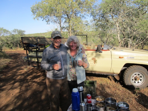 Morning coffee break. There were times Michael and I had our guides to ourselves - that made for some very custom "game hunting" and-one-on one learning about the wildlife.