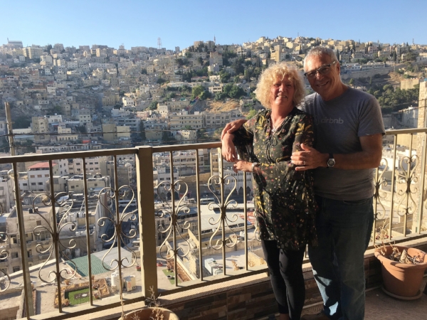 Our beautiful deck overlooking the old town of Amman.