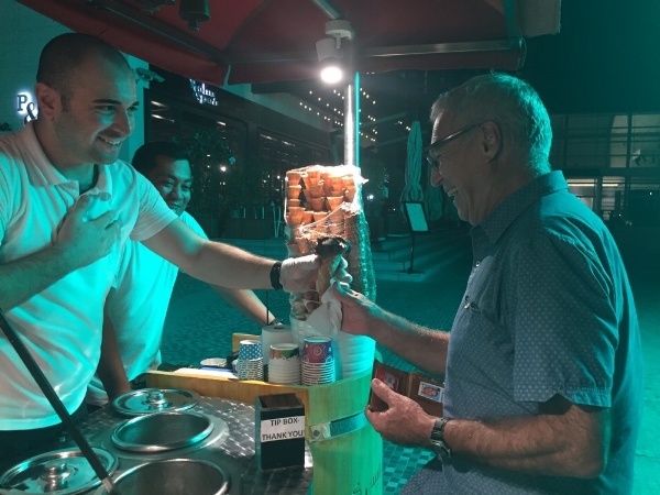 Michael was working hard to get his ice cream cone from this talented trickster.