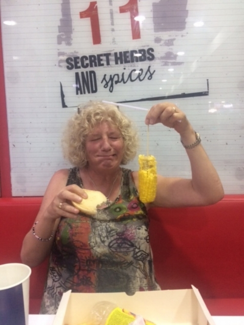Certainly better than the KFC meal we had on the first day. Burger bun instead of a biscuit. Really chewy corn. And, the chicken lacked at least 7 of the secret recipe's 11 spices. 