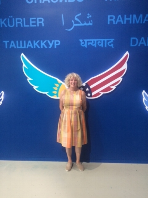 Debbie stretched her wings at the US Pavilion.