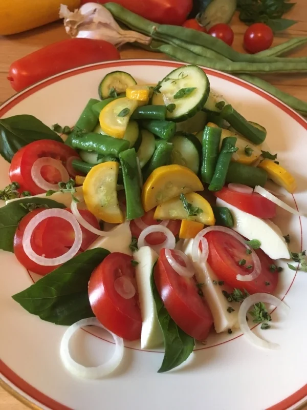 Fresh picked bounty from the kitchen garden transformed into a delicious dinner.