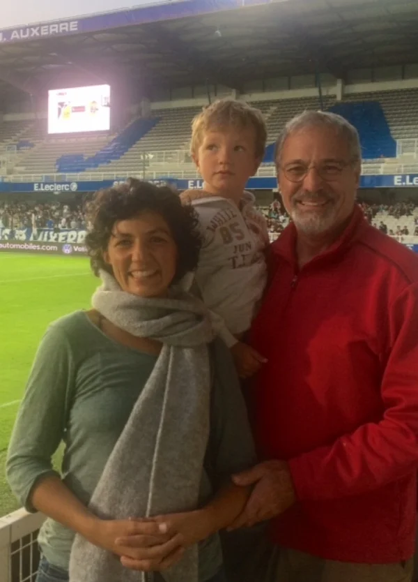 Grandpa and Mary took Marcel to his first football match in Auxerre. Marcel is now an avid soccer player and loves to play goalie! 