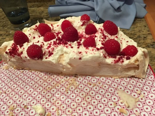 By the time I realized I hadn't take a picture of Donna and Warwick's fabulous dinner, all that was left was half the Pavlova. It was one the finest things I've ever eaten. The secret was the sprinkling of crushed freeze-dried raspberries along with the fresh ones.
