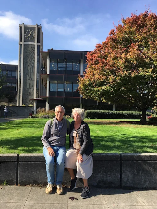 Enjoying a bit of sunshine on the SPU campus before class.