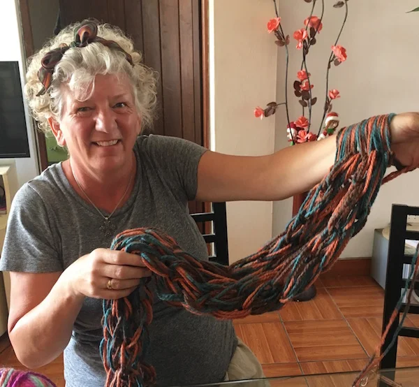 One afternoon I stepped off the tourist track and took a different sort of Airbnb Experience. I learned how to Arm Knit a Scarf using Alpaca wool. My young instructor Brenda had challenges since her English was rusty and I am left handed - but we had a great time, and I now have a useful souvenir.