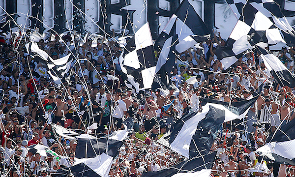 Michael and Simon sharing a Colo Colo hand gesture. I hope it means “I love my team!”. The Fans were definitely a rowdy bunch. They were constantly throwing rolls of register tape onto the field!