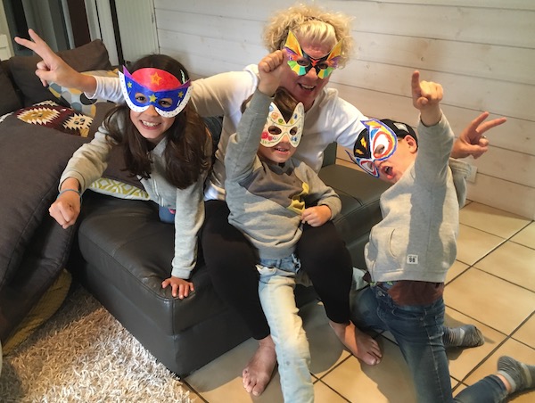 Overnight fun with the Masked Munchkins. We stay up late and eat candy. Don’t tell Mom and Dad.