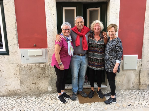 Michael surrounded by women with wanderlust - ReAnn, myself and Joyce.