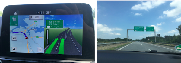 We loved the split screen and the image to the right that matched up with the sign posts on the highway!