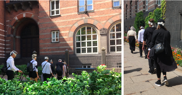 Here’s one walking tour we were happy to miss. It is apparently part of a sensory city experience.