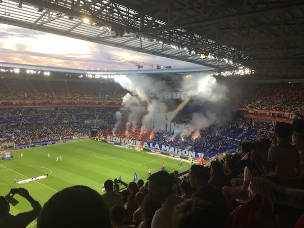 Just your average fan enthusiasm at a Olympic Lyonnais football match!