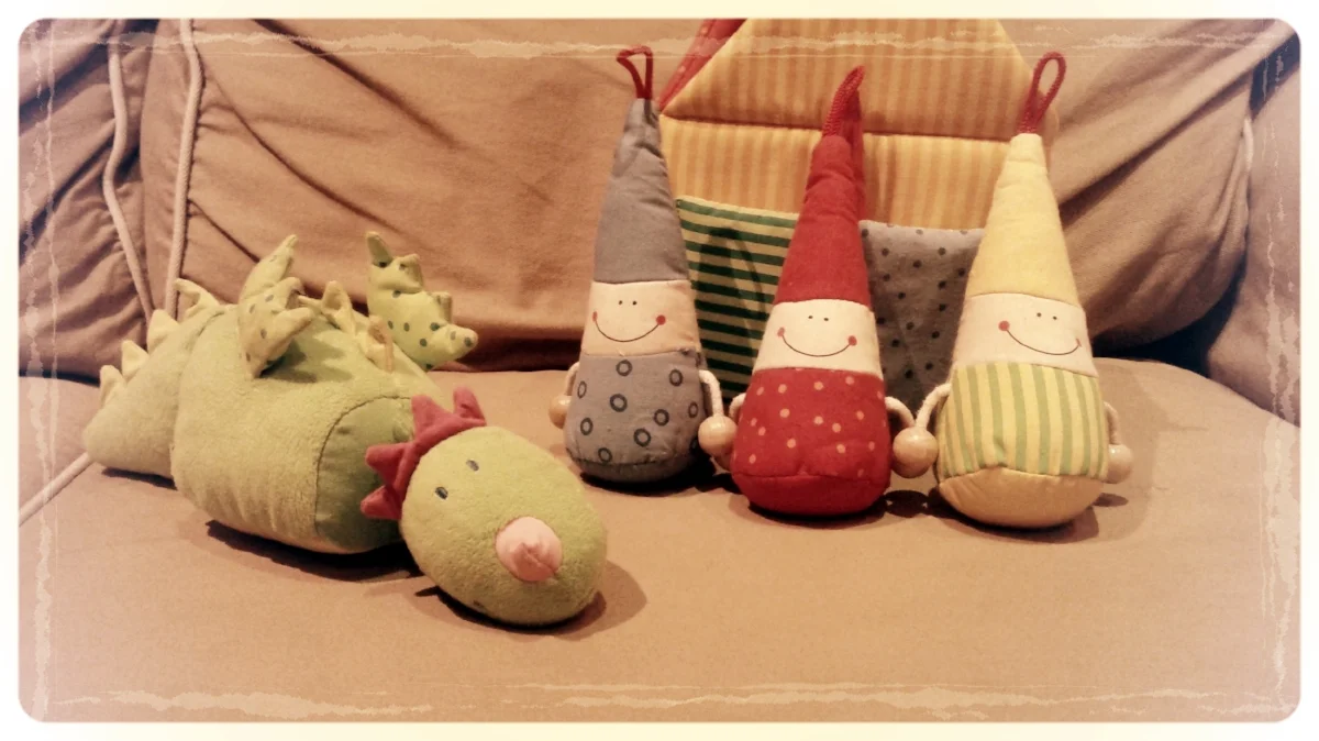 Some of our favorite Haba soft toys--goblins and a dragon