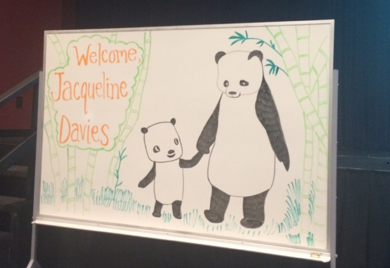 Mrs. M (our amazing librarian) has mad skills--pictured above is her drawing for Jacqueline Davies' author visit. Posted with Permission