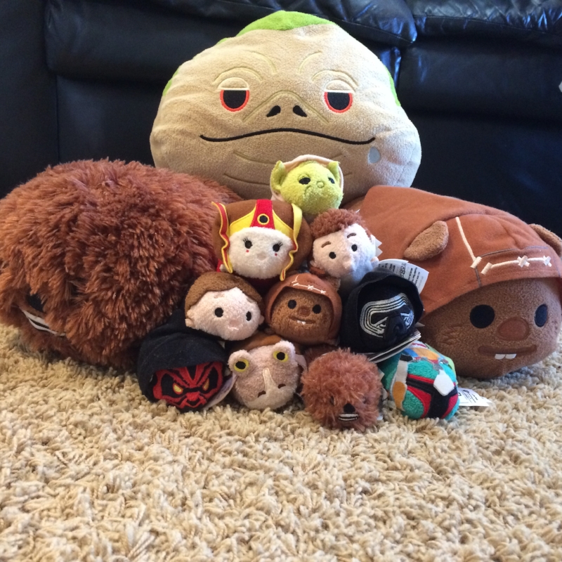 Some of our Star Wars tsum tsum. Yes, we waited in line outside the Disney Store when they were first released. Please ignore my ugly carpet. It soon will be banished from our house.
