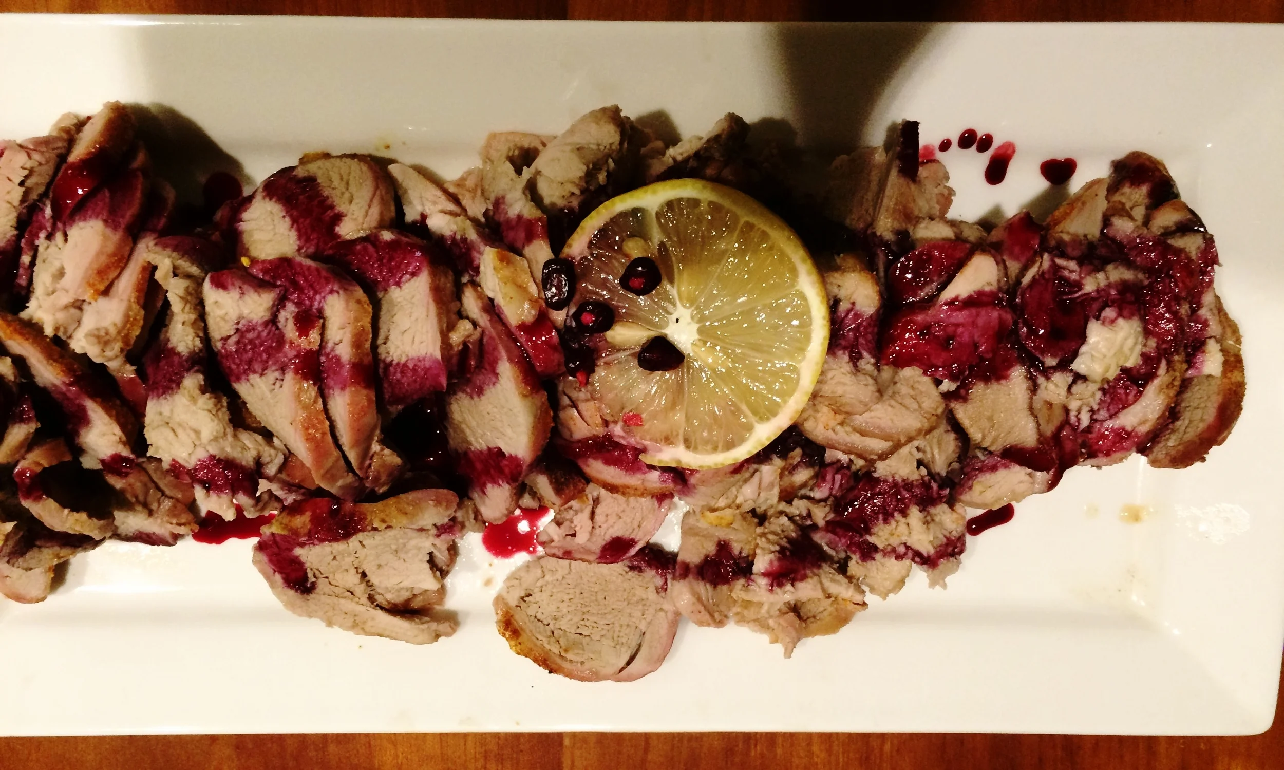Lemon Spiced Pork Tenderloin with Pomegranate Lemon Reduction Sauce
