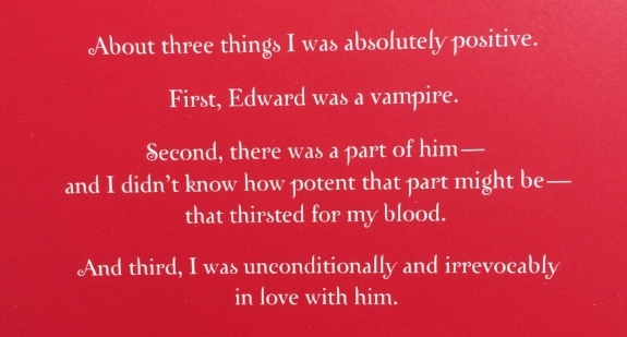 Excerpt from the back cover of the White Collection edition of Twilight by Stephenie Meyer
