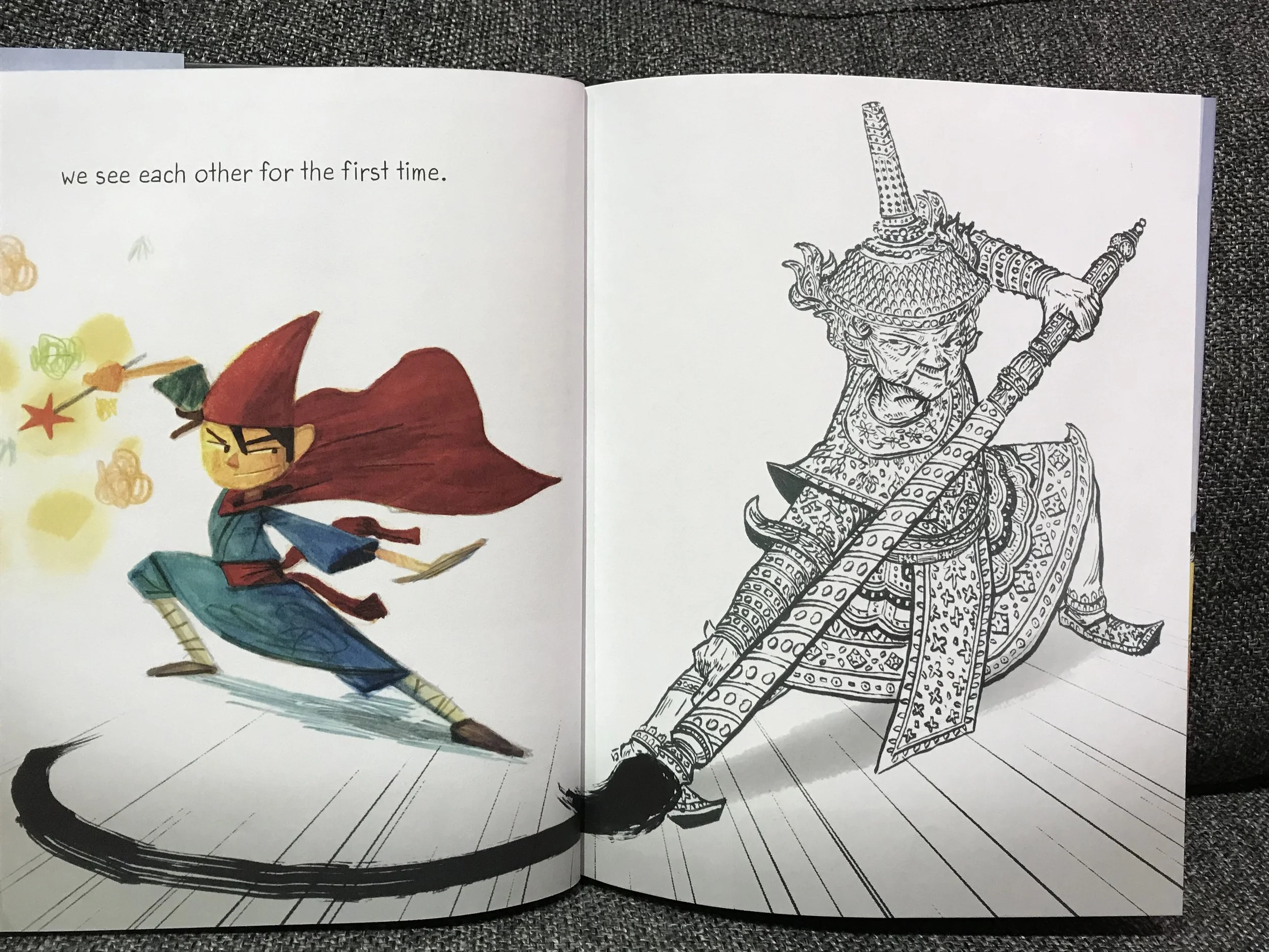 An excerpt from Minh Le’s Drawn Together , illustrated by Dan Santat.
