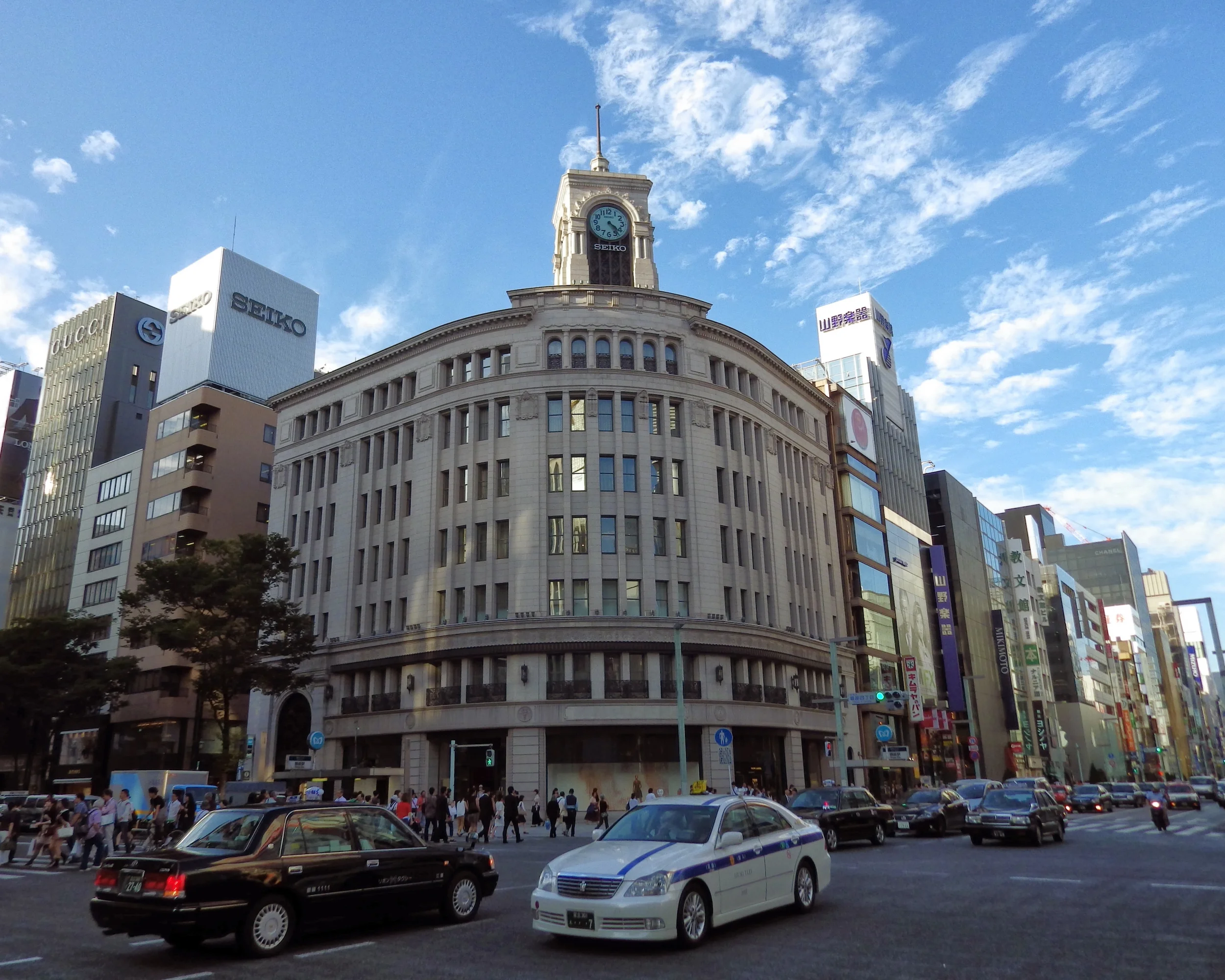 The Wako Department Store building, a central landmark of the Ginza shopping district.