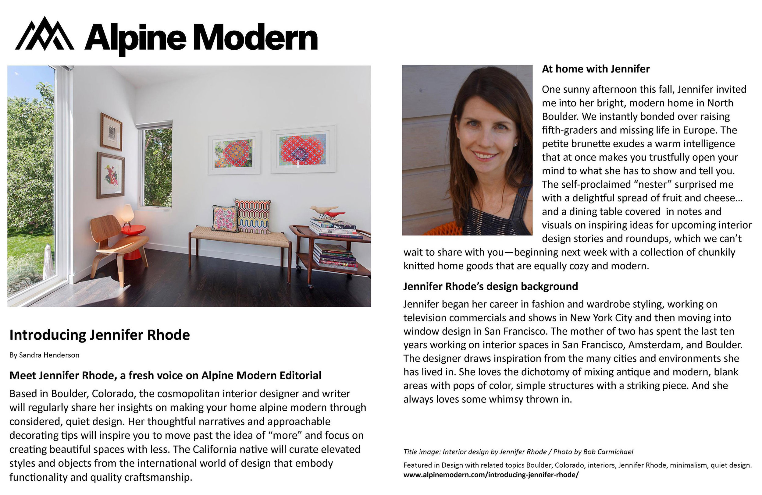 alpine modern: introducing jennifer rhode