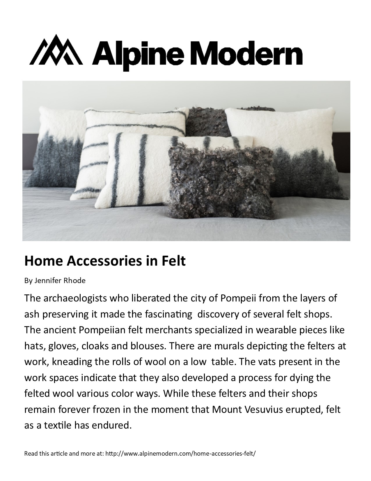alpine modern: home accessories in felt