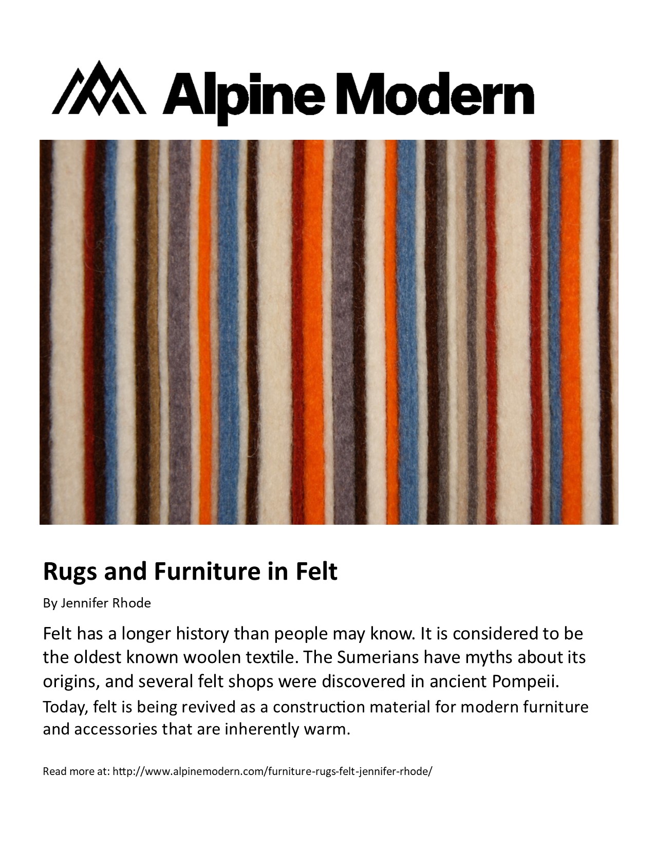 alpine modern: rugs and furniture in felt