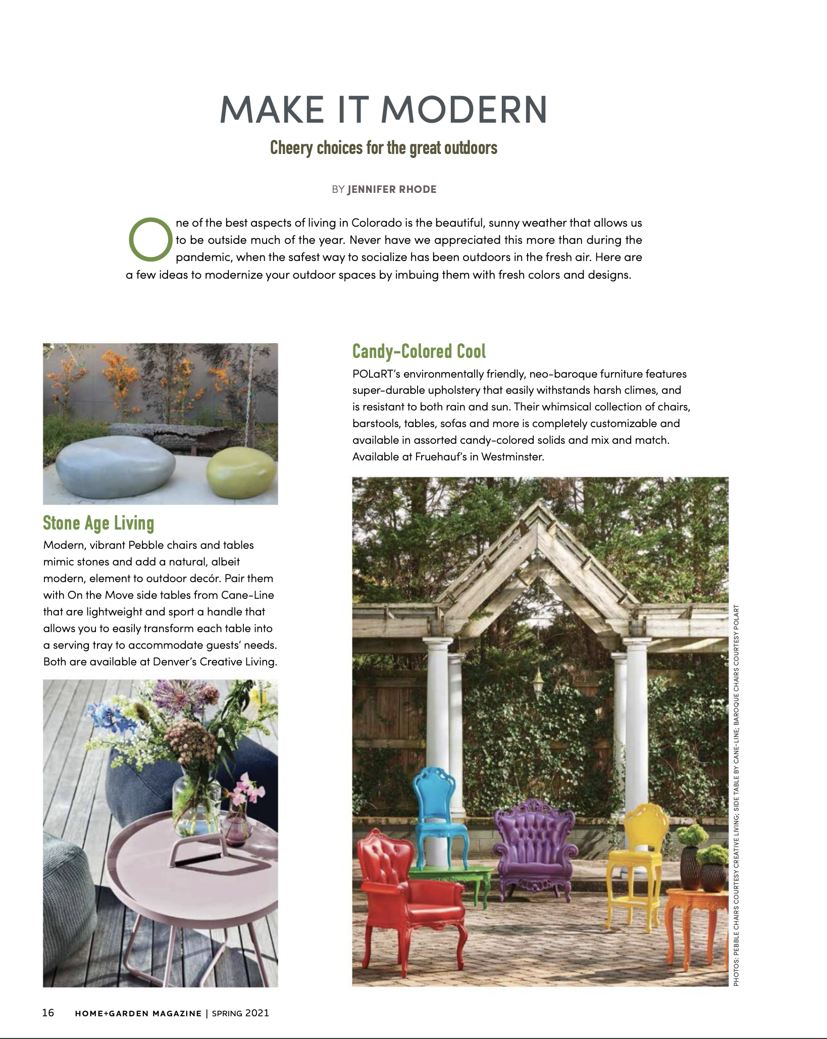 outdoor furniture article