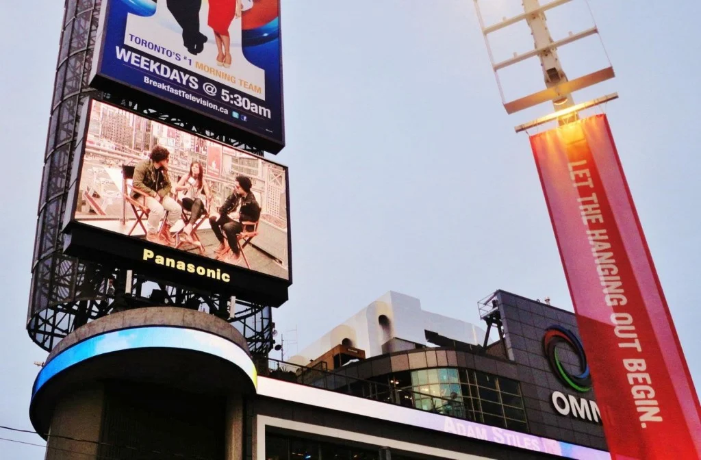 Interviewing DVBBS - Dundas Square billboard 
