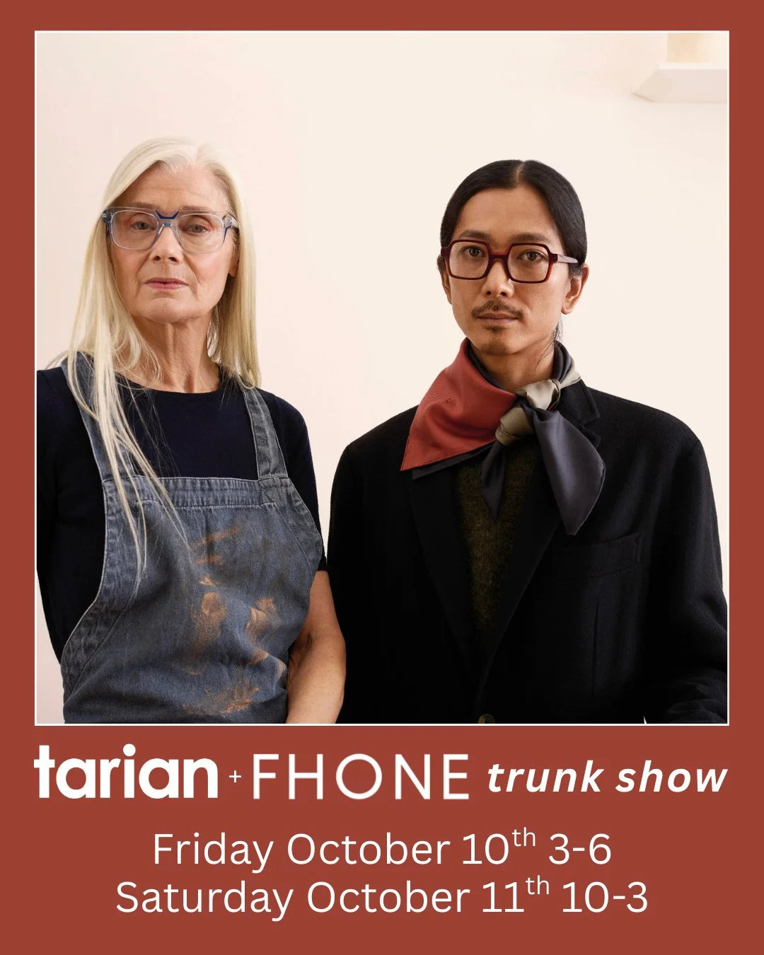 This week... Frames, Bites &amp; Bubbly at the Tarian // FHONE Trunk Show! ⁠
Two designers; every frame in every color. We are so excited to host these collections! ⁠*Friday show is 3-6pm*⁠
-⁠
Not able to attend this show? We will be hosting trunk sh