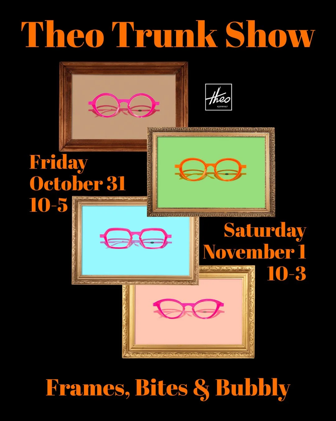 The Theo Trunk Show is almost here! Celebrate Halloween with us and view the eclectic collection that is Theo π₯ποΈπ»π§‘β 
- β 
Not able to attend this show? We will be hosting trunk shows all season long! Trunk shows are open house style; no appointmen