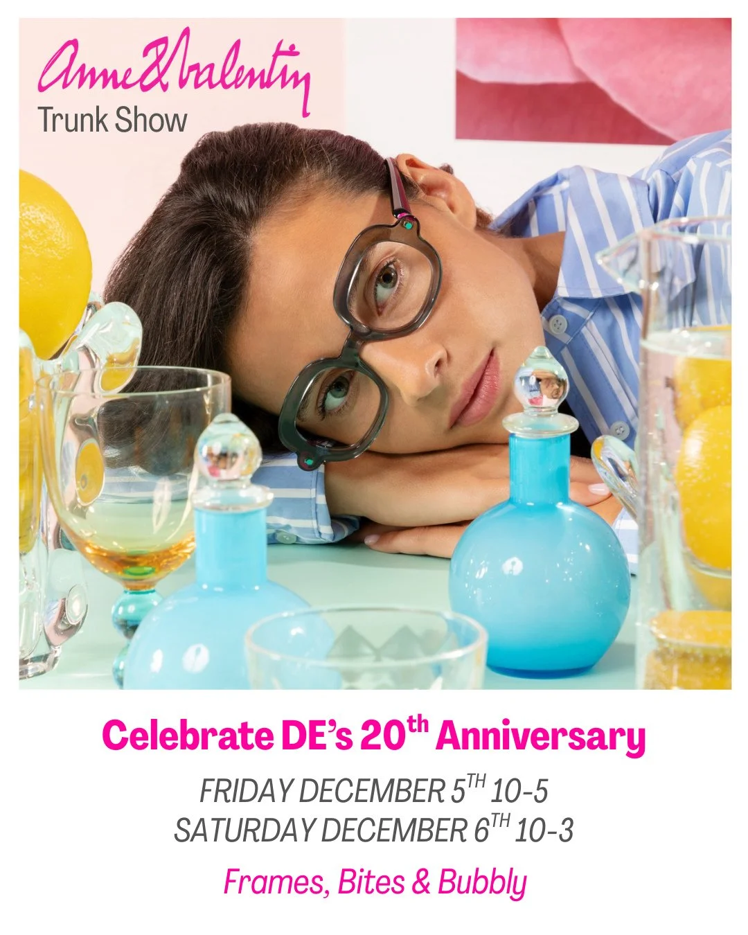 The frames are set out and the champagne is chilled... Come on in!🪩🤩🕶️🥂⁠
-⁠
-⁠
We have a few more shows this year; Face a Face and Dita! Keep your eyes peeled for more details. Trunk shows are open house style; no appointment necessary. Click the