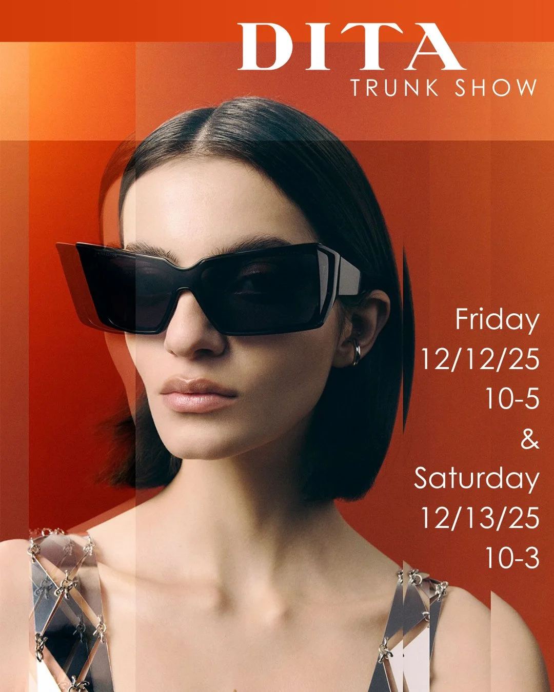 Dita x Discerning Eye Trunk Show this week!⁠
View the entire collection. Every frame, in every color 😎⁠
-⁠
Trunk shows are open house style; no appointment necessary. Click the link in our bio to add the shows to your calendar! A portion of December