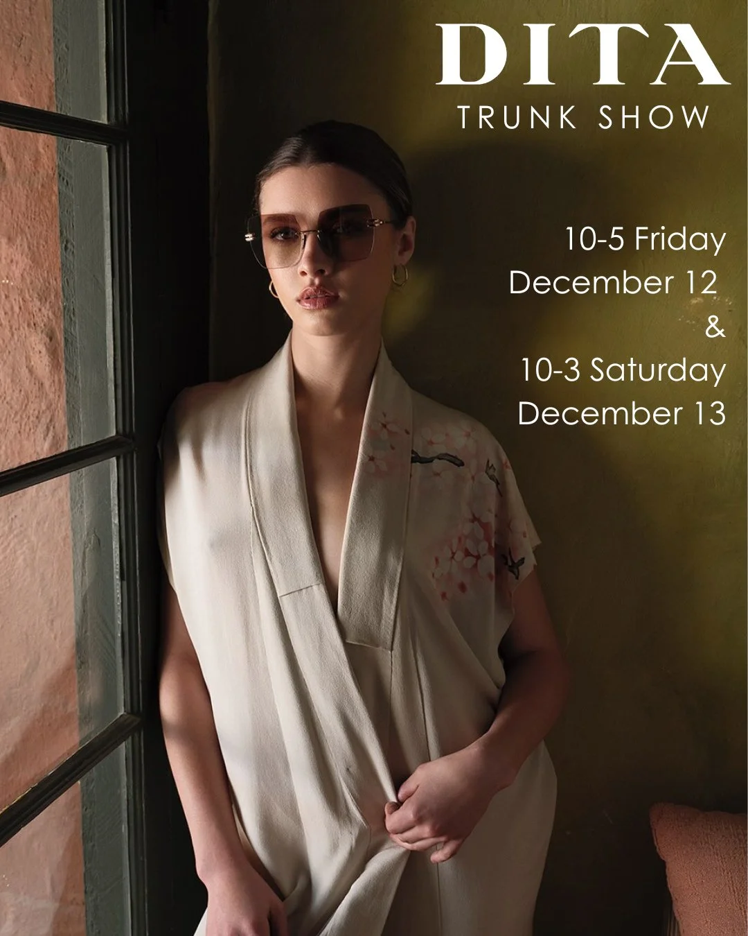 The Dita show is here🥂🕶️🪩 Join us today &amp; tomorrow for Frames, Bites &amp; Bubbly! ⁠
-⁠
Trunk shows are open house style; no appointment necessary. Click the link in our bio to add the shows to your calendar! A portion of December proceeds wil