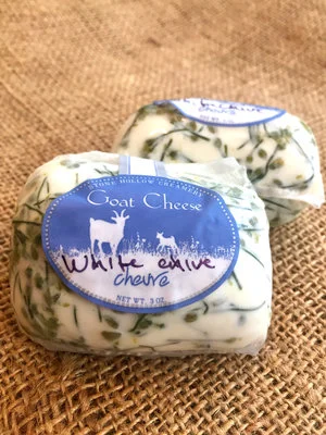 White Chive Blossom Rolled Chèvre Log / Stone Hollow Farmstead CSA
