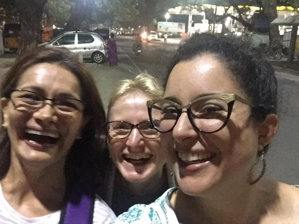 My friends walked me back to my apartment (2 blocks) after happy hour. We seem to have been having a good time! :)ind