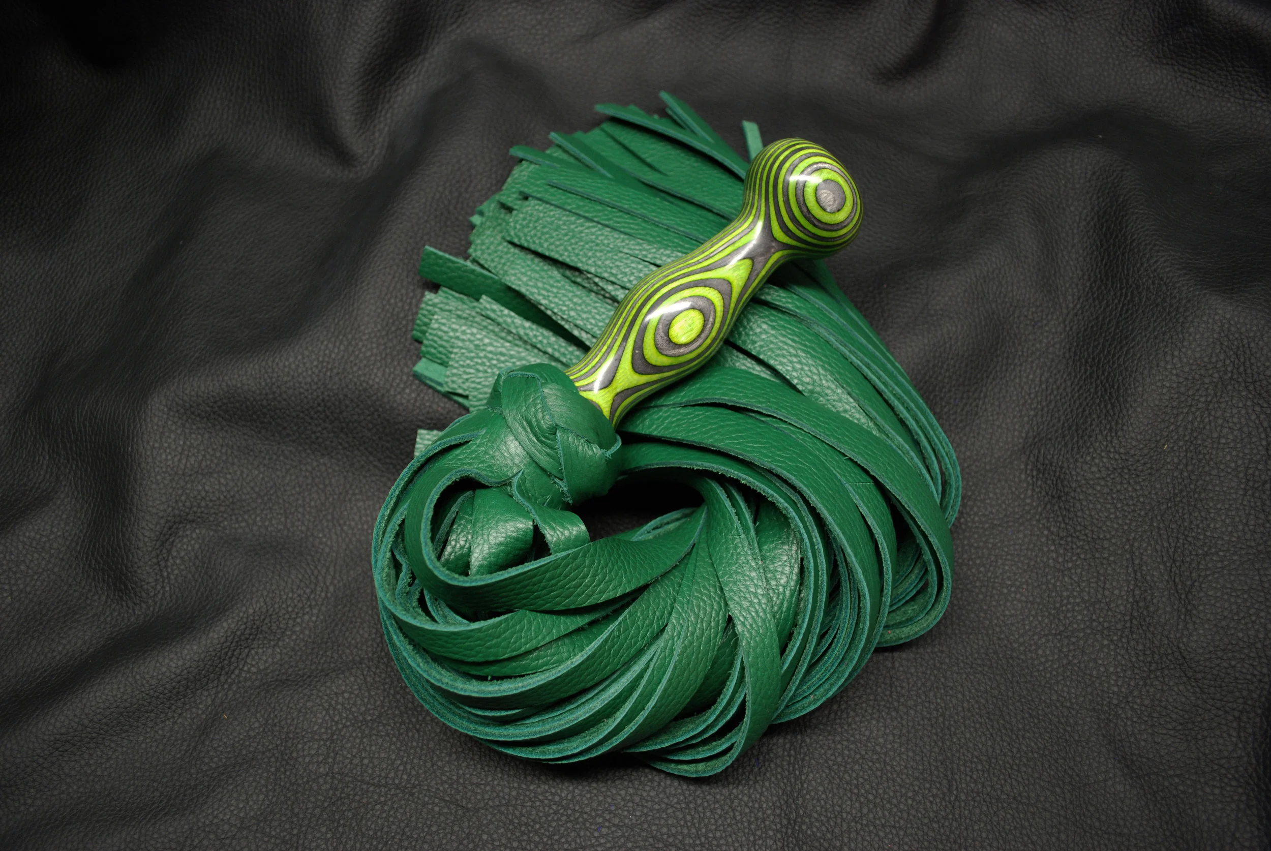 Neon Green Laminated Wooden Handle Flogger