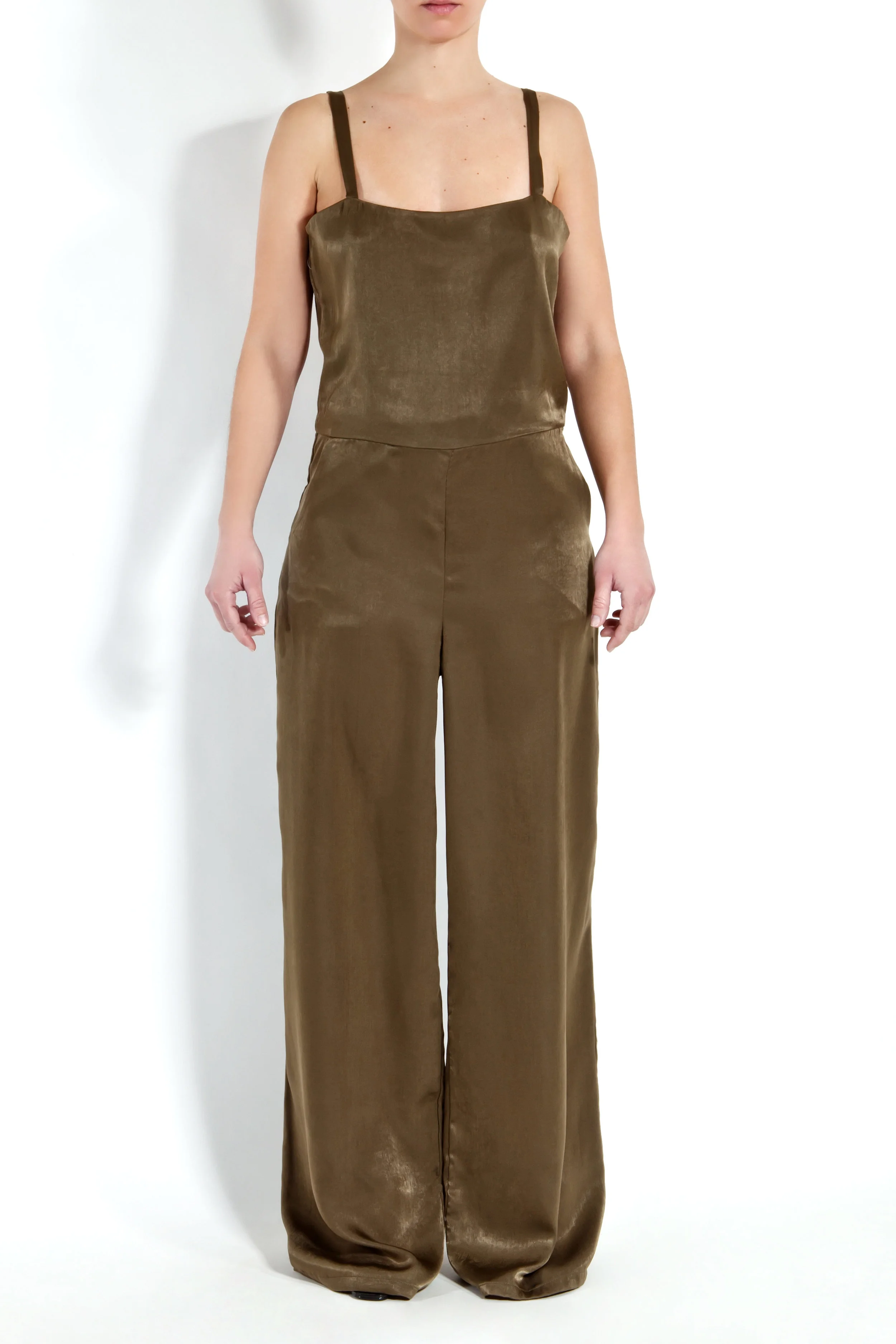 Satin jumpsuit - Olive