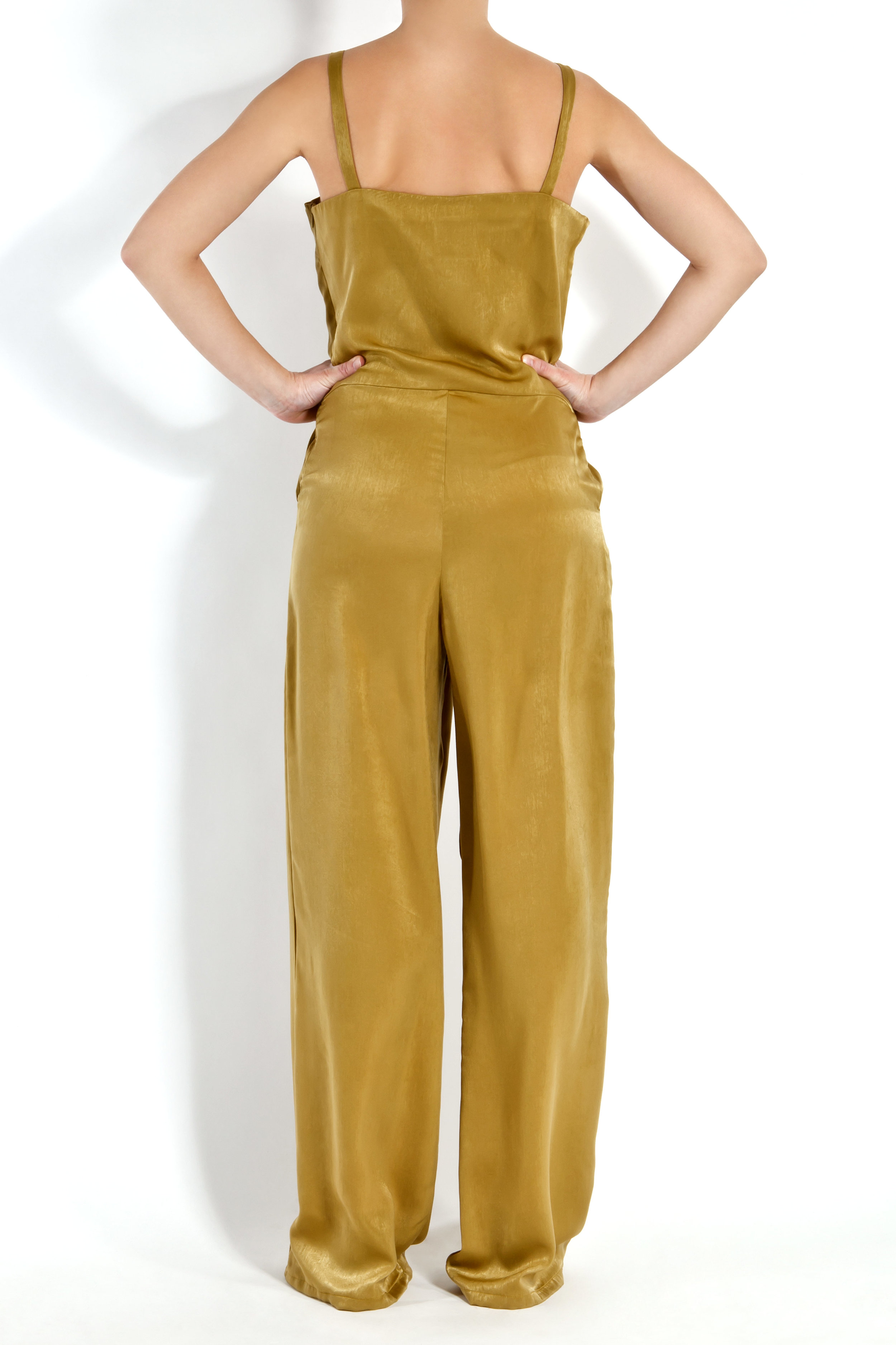 mustard satin jumpsuit