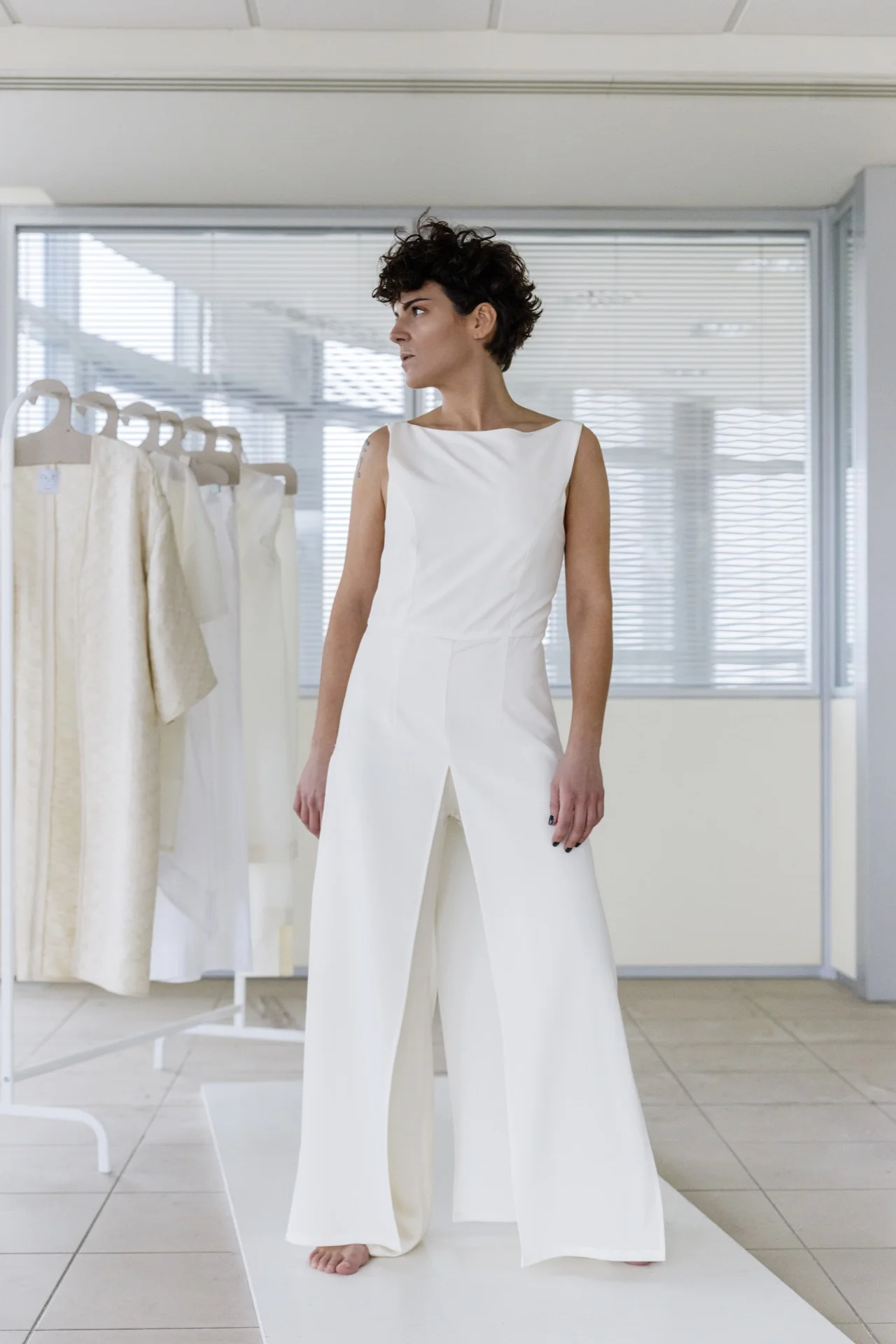 White layered jumpsuit