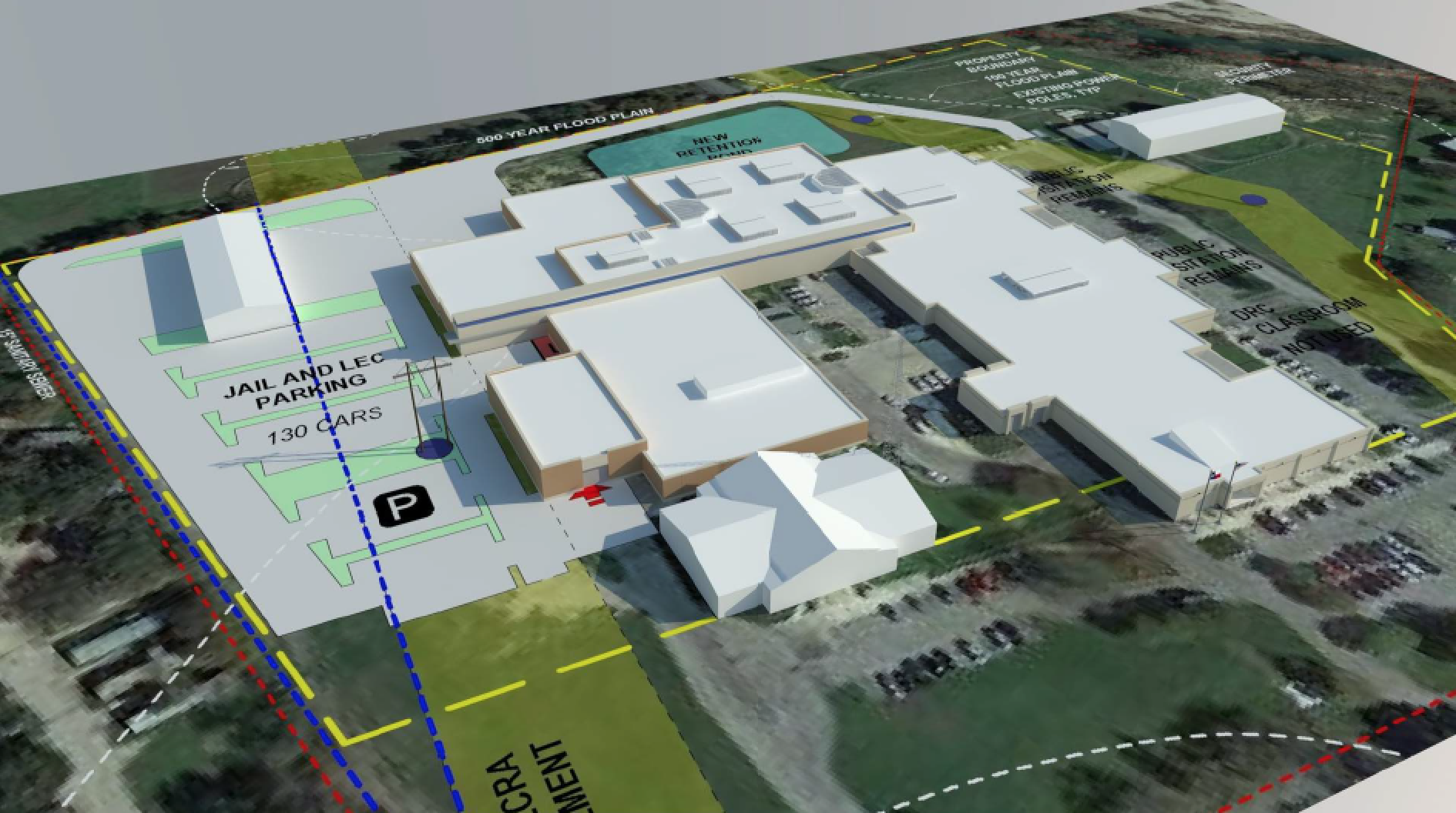 Concept image showing the proposed renovation to the existing Hays County Jail Facility