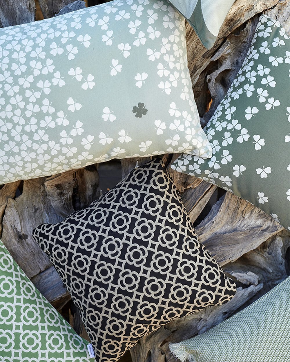 Celebrating spring greens today with these gorgeous @fermobusa pillows!  Green is trending and we have many lovely accent pillows to freshen up your outdoor space! 🍀