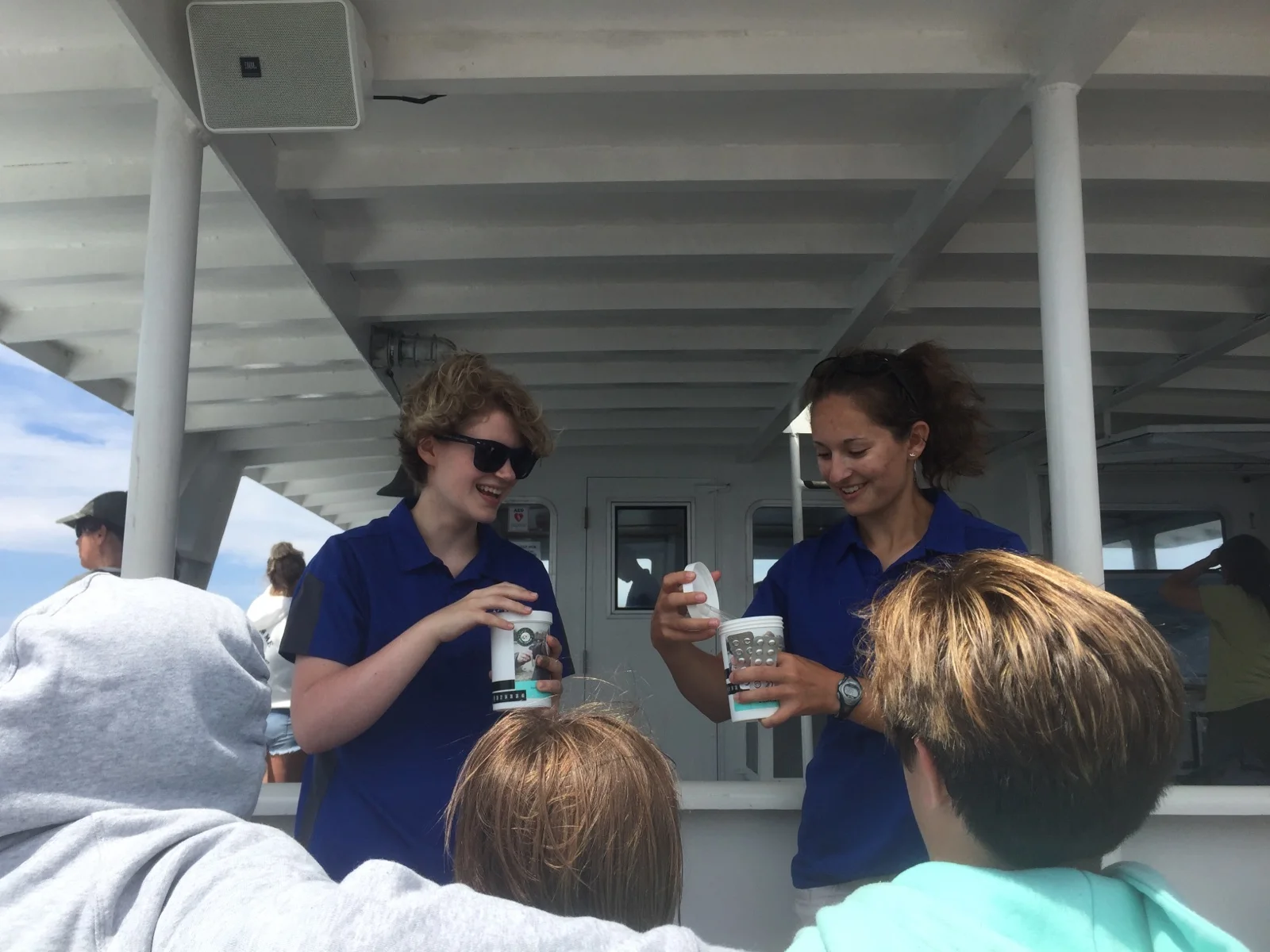 2018 Interns teaching aboard our A Whale of a Time’s whale watch field trip!
