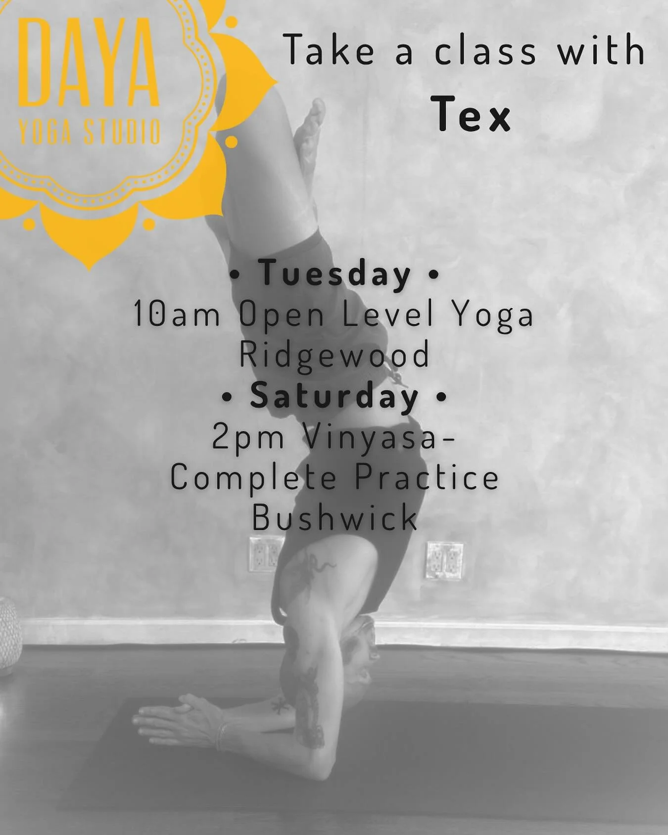 Take a class with Tex! β‘οΈπ» Find your edge with strength and inspiration, his classes are both dynamic and grounded at the same time. #dayayogastudio #bushwickyoga #ridgewoodqueens #yogateacherappreciation